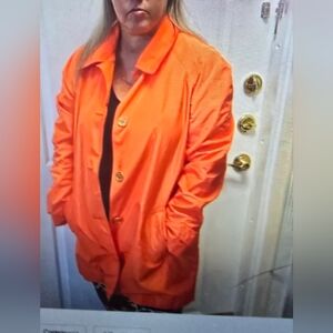 Ralph Lauren Petite Large Raincoat Orange with gold buttons